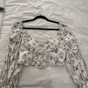 For Love And Lemons Purple Floral Blouse
